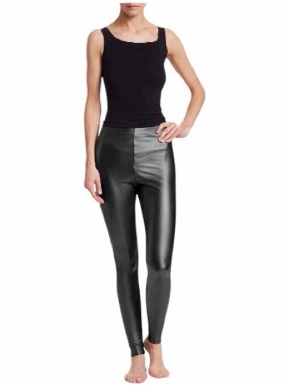 Commando Perfect Control Faux Leather Leggings Small Black High Rise waistband